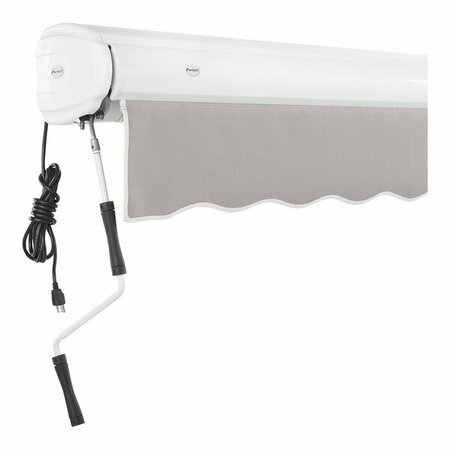 AWNTECH Key West 12' Gray Heavy-Duty Left Motor Retractable Patio Awning with Protective Hood 237FCL12G